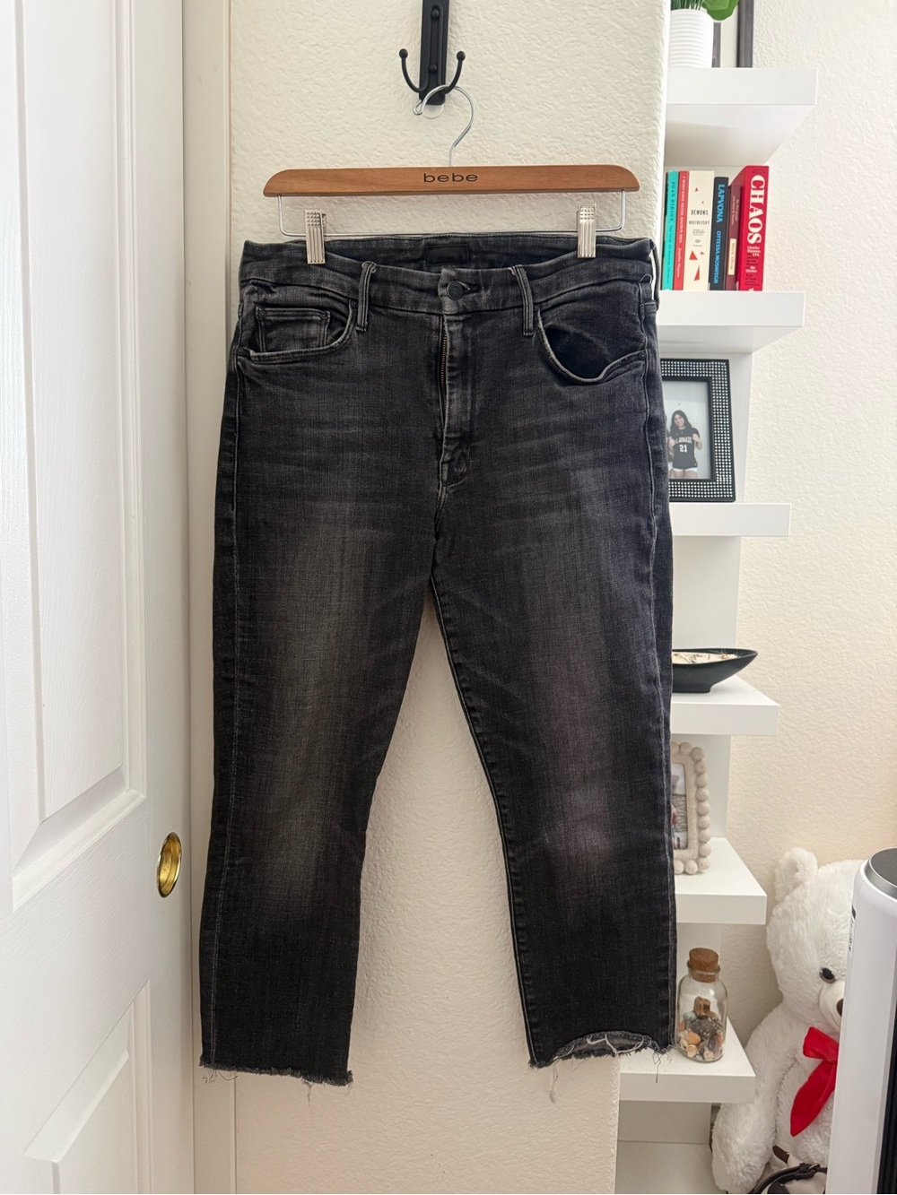 MOTHERS Black Washed Denim Jeans